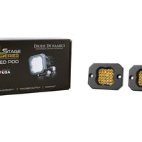 Diode Dynamics Stage Series C1 LED Pod Sport - Yellow Flood Flush ABL (Pair)