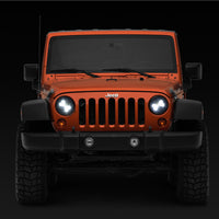 Raxiom 97-18 Jeep Wrangler TJ/JK Axial Spider LED Headlight w/ Amber DRL- Chrome Hsng (Clear Lens)