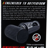 AEM Brute Force Dryflow Air Filter - Conical 6in Base OD / 5.125in Top OD / 5.25in Height