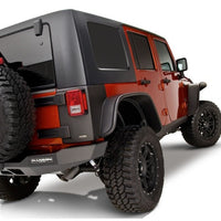 Bushwacker 07-18 Jeep Wrangler Unlimited Flat Style Flares 4pc 4-Door Sport Utility Only - Black