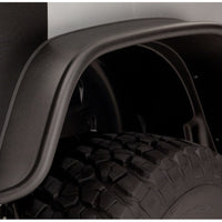 Bushwacker 07-18 Jeep Wrangler Flat Style Flares 4pc Fits 2-Door Sport Utility Only - Black