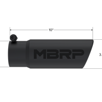 MBRP Universal Tip 3-1/2in O.D. Angled Rolled End - 3in ID Inlet 10in Length - Black