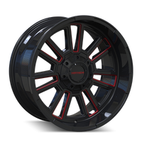 Mayhem 8115 Apollo 20x10 / 8x165.1 BP / -19mm Offset / 125.2mm Hub Black w/ Prism Red Wheel