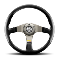 Momo Tuner Steering Wheel 350 mm - Black Leather/Red Stitch/Black Spokes