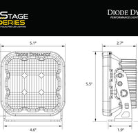 Diode Dynamics SS5 LED Pod Sport - Yellow Spot (Single)