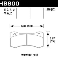 Hawk Wilwood 17mm 6617 Caliper Performance Ceramic Brake Pads