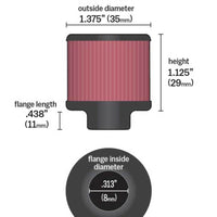 K&N .315/.431 Flange 1 3/8 inch OD 1.5 inch H Clamp On Crankcase Vent Filter