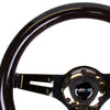 NRG Classic Wood Grain Steering Wheel (310mm) Black w/Black Chrome 3-Spoke Center