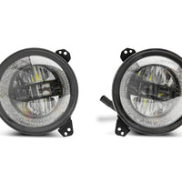 Raxiom 18-22 Jeep Wrangler JL/JT Axial Series LED Headlights- Black Housing (Clear Lens)