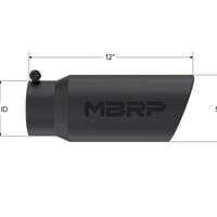 MBRP Universal Tip 5 O.D. Angled Rolled End 4 inlet 12 length - Black Finish