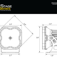 Diode Dynamics SS3 LED Bumper 1 1/4 In Roll Bar Kit Sport - Yellow SAE Fog (Pair)