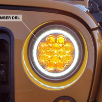 Raxiom 97-18 Jeep Wrangler TJ/JK Axial Spider LED Headlight w/ Amber DRL- Chrome Hsng (Clear Lens)