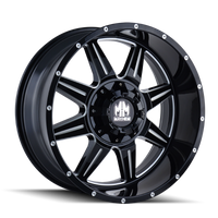 Mayhem 8100 Monstir 17x9 / 8x165.1 BP / -12mm Offset / 130.8mm Hub Black w/ Milled Spokes Wheel