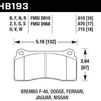 Hawk 15-17 Dodge Viper / 88-92 Ferrari F40 ER-1 Brake Pads