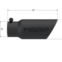 MBRP Universal Tip 4in OD 3in Inlet 10in Length Dual Wall Angled End Black