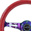 NRG Classic Wood Grain Steering Wheel (350mm) Red Grip w/Neochrome 3-Spoke Center