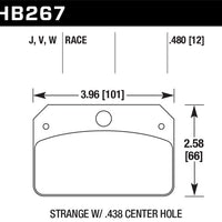 Hawk DTC-50 Brake Pads for Strange Caliper w/ 0.438in Center Hole