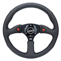 NRG Reinforced Steering Wheel (350mm/ 2.5in. Deep) Sport Leather Racing/ 4mm Matte Black Spoke