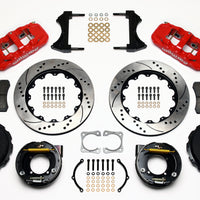 Wilwood AERO4 Rear P-Brake Kit 14.00in Drilled Red Chevy 12 Bolt-Spec 3.15in Brng