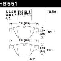 Hawk 2011 BMW 1 Series M 3.0L Base Front ER-1 Brake Pads