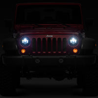 Raxiom 97-18 Jeep Wrangler TJ/JK Axial Series LED Daymaker Headlights- Black Housing (Clear Lens)