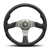 Momo Race Steering Wheel 350 mm - Black Leather/Anth Spokes