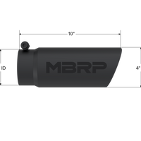 MBRP Universal Tip 4 O.D. Angled Rolled End 3.5 inlet 10 length- Black Finish