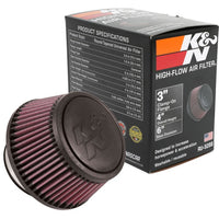 K&N Universal Round Clamp-On Air Filter 3in Flange ID x 6in Base OD x 4.625in Top OD x 3in Height