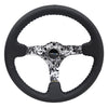 NRG Reinforced Steering Wheel (350mm / 3in. Deep) Blk Leather w/Hydrodipped Digi-Camo Spokes