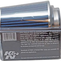 K&N Universal Air Filter Chrome Round Tapered Blue - 4in Flange ID x 1.125in Flange Length x 5.5in H