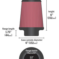 Airaid Universal Air Filter - Cone 3 1/2 x 6 x 4 5/8 x 6