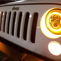 Raxiom 97-18 Jeep Wrangler TJ/JK Axial Halo Headlights w/ DRL Amber Signals- Blk Hsng (Clear Lens)