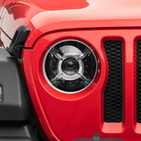 Raxiom 18-22 Jeep Wrangler JL/ JT 9-Inch LED Headlights w/ DRL and Halo- Black Housing (Clear Lens)