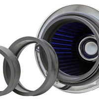 K&N Universal Air Filter Chrome Round Tapered Blue - 4in Flange ID x 1.125in Flange Length x 5.5in H