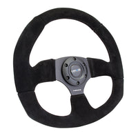 NRG Reinforced Steering Wheel (320mm Horizontal / 330mm Vertical) Black Suede w/Black Stitching