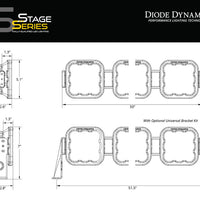 Diode Dynamics Jeep JL SS5 Pro CrossLink Windshield - White Combo Lightbar Kit