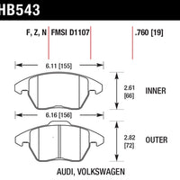 Hawk 06-11 Audi A3 2.0L Base Front ER-1 Brake Pads