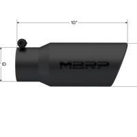 MBRP Universal Tip 4in OD 3in Inlet 10in Length Angled Rolled End Black