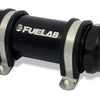 Fuelab 828 In-Line Fuel Filter Long -8AN In/Out 10 Micron Fabric - Black