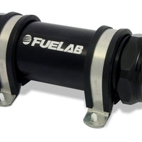 Fuelab 828 In-Line Fuel Filter Long -8AN In/Out 40 Micron Stainless - Black