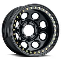 Raceline RT81 Rock 8 17x9.5in / 5x114.3 BP / -44mm Offset / 83.82mm Bore- Gloss Black Beadlock Wheel