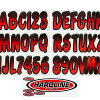 Hardline Boat Lettering Registration Kit 3 in. - 200 Red/Black