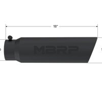 MBRP Universal 5in OD Angled Rolled End 4in Inlet 18in Lgth Black Finish Exhaust Tip