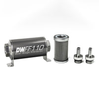 DeatschWerks Stainless Steel 3/8in 40 Micron Universal Inline Fuel Filter Housing Kit (110mm)