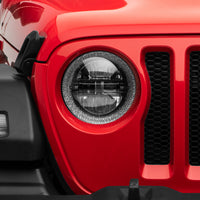 Raxiom 18-22 Jeep Wrangler JL/JT Axial Series LED Headlights- Black Housing (Clear Lens)