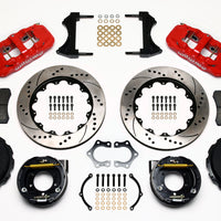 Wilwood AERO4 Rear P-Brake Kit 14.00in Drill Red Mopar/Dana 2.36in Off w/Snap Ring Brng