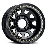 Raceline RT51 Daytona Rock 15x8in/6x139.7 BP/-19mm Offset/107.95mm Bore - Gloss Black Beadlock Wheel