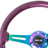 NRG Classic Wood Grain Steering Wheel (350mm) Purple Pearl Paint w/Neochrome 3-Spoke Center