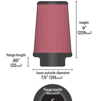 Airaid Universal Air Filter - Cone 6 x 7 1/4 x 5 x 9