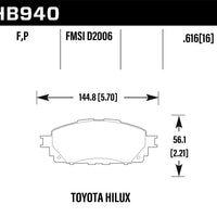 Hawk 16-17 Toyota Hilux Street Super Duty Front Brake Pads